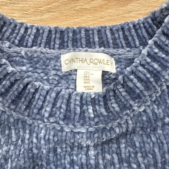 Cynthia Rowley Textured Blue Crewneck Sweater - Picture 5 of 6